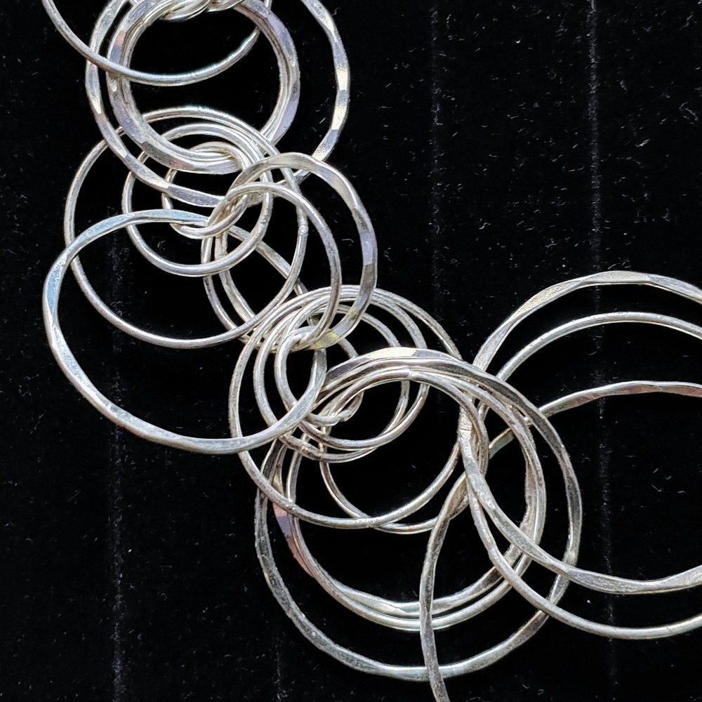 Silver Metal Circle Clusters Statement Necklace - image 4